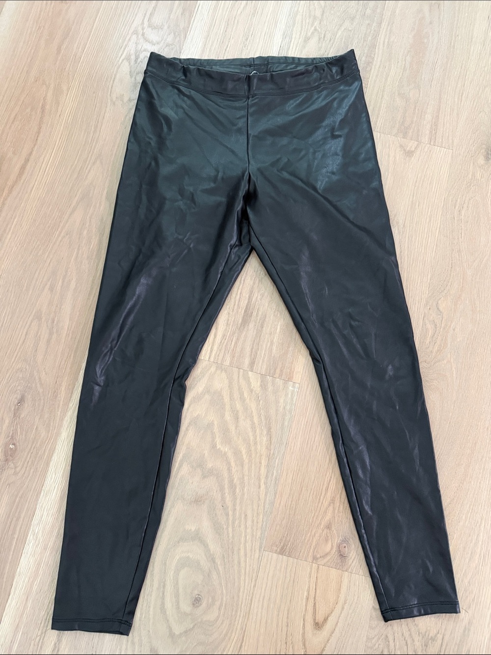 Express Faux Leather Leggings Black High Waist Elastic Stretch Size Medium